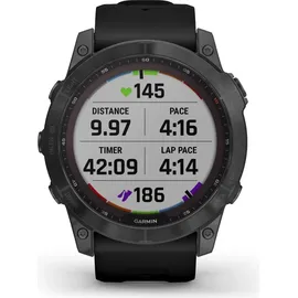 Garmin Fenix 7X Sapphire Solar schiefergraues DLC-Titan mit schwarzem Armband