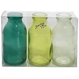 decofinder 5-1165-10-51 Dekorative/s Flasche/Glas Blau, Gelb 3 Stück(e)