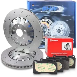 Shw Performance Bremsscheiben + Bremsbeläge Vorderachse für Audi, Seat
