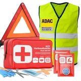 POWR Car Erste-Hilfe-Set 3 in 1 Set Erste Hilfe - KFZ-Verbandskasten, Warnweste, Warndreieck, (Set, 1 St), DIN 13157:2021