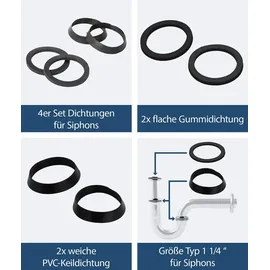SANITOP-WINGENROTH Dichtungssortiment für Siphons 1 1/4" Schwarz
