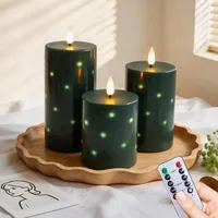 3er-Set Led Kerzen mit Integrierte Lichterkette und Fernbedienung Timer