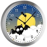 CreaDesign Funkwanduhr Funkuhr, Kinder Wanduhr, Kinderuhr, Kinderzimmer Fledermaus (geräuscharmes Uhrwerk) bunt