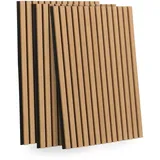 IDMarket - Akustikpaneele aus Holzlatten, 240 x 60 cm, Eicheneffekt, hell und schwarz