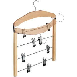 Relaxdays Rockbügel 3er Set, Hosenbügel Holz, 360° drehbarer Haken, Kleiderbügel rutschfest, HBT: 45,5x39x2,5 cm, natur