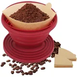 XCRPRT Faltbarer Kaffee Tropfer,Permanenter Pour Over Kaffeefilter,Dauer-Kaffeefilter mit 40 Kaffeefilterpapieren,Outdoor Coffee Filter, Wiederverwendbarer Kaffeetrichter für Büro Reisen