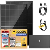 Solakon® 1000W Balkonkraftwerk mit Speicher - 1000 Watt komplett Steckdose & 800W Integrierten Hybrid-Wechselrichter - 2x 500W bifaziale Solarmodule & 2,11 kWh Solakon ONE Speicher für Balkonkraftwerk