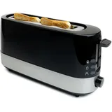 Korona 21305 Toaster 2 Scheiben | Langschlitz | extra schmales Gehäuse | platzsparend | stufenlos einstellbarer Röstgrad | Auftauen | Rösten | Aufwärmen | 850 Watt | Brötchenaufsatz | Schwarz