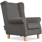 Konsimo Konsimo® Ohrensessel, Grau, Rechteckig, 82x105x97 cm, Hergestellt in Europa, Wohnzimmer, Sessel, Ohrensessel
