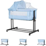Chipolino Beistellbett 2 in 1 Zen Laufstall Moskitonetz Matratze Räder Bremse blau
