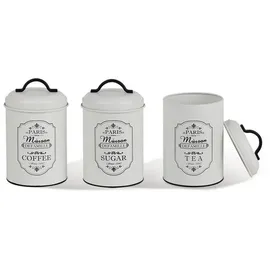 Maestro Vorratsdosen Set 3 St. 11,3 x 18,5 cm Weiß/Schwarz