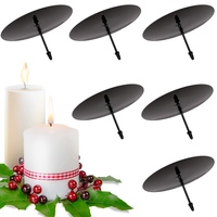 6 Stück Kerzenhalter für Adventskranz skerzenhalter Schwarz Durchmesser 8cm Metall kerzentülle adventskranz Kerzenteller Kerzenständer für Advent Weihnachts Tisch Deko