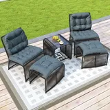 Okwish Gartenmöbel Set 5-tlg. Schwarz/Grau