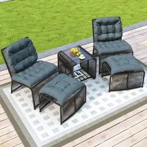 Okwish Gartenmöbel Set 5-tlg. Schwarz/Grau