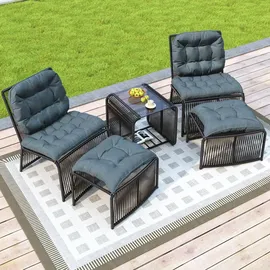 Okwish Gartenmöbel Set 5-tlg. Schwarz/Grau