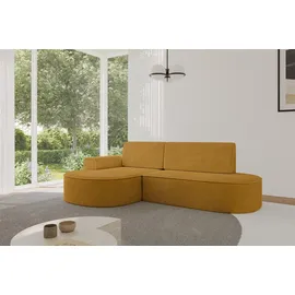 altdecor Eckcouch Cord mit Schlaffunktion 2-Sitzer Senfgelb