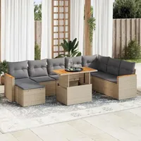 vidaXL Garten-Lounge-Set 9-tlg. beige