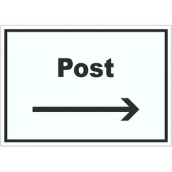 HB-Druck Post Aufkleber mit Text und Richtungspfeil rechts Annahme Brief Paket waagerecht A2 (420x594mm)
