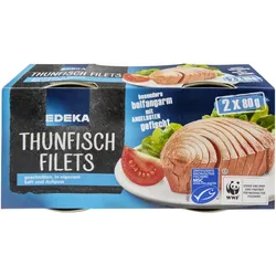 EDEKA Thunfischfilets in eigenem Saft und Aufguss 2x 80G