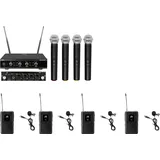 Omnitronic Set UHF-E4 Funkmikrofon-System + 4x BP + 4x Lavaliermikrofon 823.6/826.1/828.6/831.1MHz,