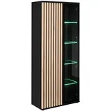 furn.design Vitrine Morgan 80 x 40 x 192 cm Schwarz