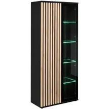 furn.design Vitrine Morgan 80 x 40 x 192 cm Schwarz