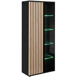 furn.design Vitrine Morgan 80 x 40 x 192 cm Schwarz