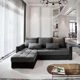masseno Ecksofa KOS PIK mit Schlaffunktion L-Form, Sofa mit Bettkasten, Wohnzimmersofa, Couch, Soffa, Bettsofa, Couchgarnitur- Hellgrau, SAWANA 21 ... - Hellgrau