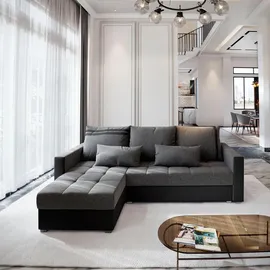masseno Ecksofa KOS PIK mit Schlaffunktion L-Form, Sofa mit Bettkasten, Wohnzimmersofa, Couch, Soffa, Bettsofa, Couchgarnitur- Hellgrau, SAWANA 21 ... - Hellgrau