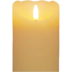 LED Echtwachskerze Elfenbein 6 Stunden Timerfunktion H 15 cm unbewegliche Flamme