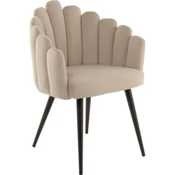 Polsterstuhl KAYOOM "Stuhl Jeane 625, mit samtweichem Bezug, bequem und gemütlich", beige, B:61cm H:85cm T:58cm, Polyester, Eisen, Stühle, samtweicher Bezug, modern, bequem und gemütlich, mit samtweichem Bezug