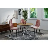 WFL GROUP Esstisch Cloud (erhältlich in 3 Größen – 90/100/120 cm ausziehbar auf 170/180/200 cm), platzsparender Tisch in Holzoptik für Küche, Esszimmer oder Wohnzimmer braun 90 cm x 76 cm x 90 cm