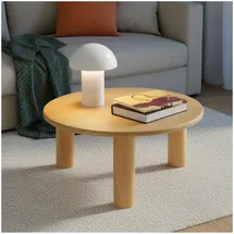 Tectake tectake® Couchtisch, rund, furnierte MDF-Tischplatte, bodenschonende Filzgleiter
