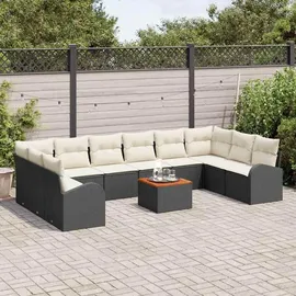 vidaXL Garten-Lounge-Set 11-tlg. schwarz/weiß