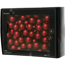 144 Glaskugeln am Draht 2,5cm Weihnachtskugeln Spiegelbeeren zum Basteln weinrot