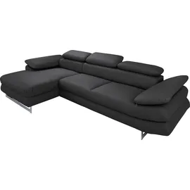 Cotta Ecksofa COTTA "Solution L-Form", schwarz, B:286cm H:73cm T:167cm, Sofas, Ecksofa, mit Arm- & Kopfteilverstellung, wahlweise mit Bettfunktion