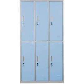 Mendler Schließfach Boston T829, Schließfachschrank Wertfachschrank Spind, Metall 6 Fächer ~ blau