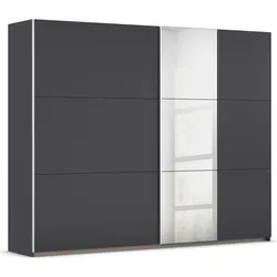Schwebetürenschrank RAUCH "Kleiderschrank Garderobe TOPSELLER AURELIO mit 3 Ausstattungsvarianten", grau (graumetallic), B:261cm H:210cm T:59cm, Holzwerkstoff, Schränke, 3 verschiedene Ausstattungsvarianten Griffe aus Metall MADE IN GERMANY, Topseller