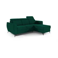 MOEBLO Ecksofa TESLIN I, Couch für Wohnzimmer, Schlafsofa Sofagarnitur Sofa Eckcouch L-Form Wohnlandschaft mit Bettfunktion, universelle Ottomane - (BxHxT): 235x93-109x176 cm, mit Bettkasten und Schlaffunktion grün