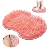 Fußbürste Dusche, Fußbürste für Die Dusche Rückenschrubber, Fußwaschmatte Fuss Dusche Pad mit Saugnapf Silikon Fussmatte Dusche Fussbürste für Reinigt Peeling Massage (Rot)
