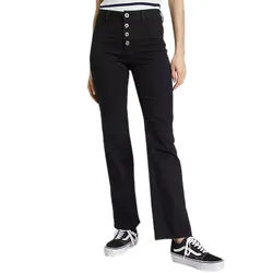 AjC Damen High Waist Jeans Baumwoll-Hose Bootcut Hose mit Knopfdetails 57517842 Schwarz - 38