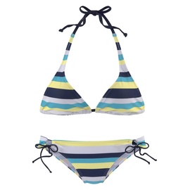 VENICE BEACH Triangel-Bikini, Damen marine-gelb-gestreift, Gr.36 Cup C/D,