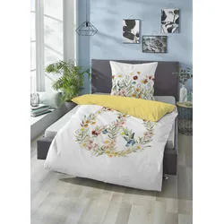 Wendebettwäsche BIBERNA "Otis", gelb, B/L: 135cm x 200cm, , Linon, B/L: 80cm x 80cm, Linon, Obermaterial: 100% Baumwolle, Bettwäsche, Linon Qualität aus 100% Baumwolle