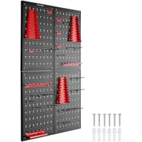 Tectake Werkzeuglochwand Metall 160 cm x 60 cm rot/schwarz