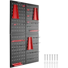 Tectake Werkzeuglochwand Metall 160 cm x 60 cm rot/schwarz