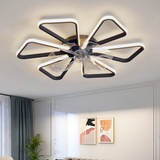 70cm Deckenventilator Mit Beleuchtung Und Fernbedienung LED Lampe Mit Ventilator Leise DC Motor Reversibel 6 Geschwindigkeit Dimmbar Windmühle Deckenventilator Mit Licht Für Schlafzimmer,Schwarz