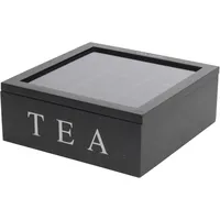 Muchome Teebox aus Holz in Schwarz mit 9 Fächern