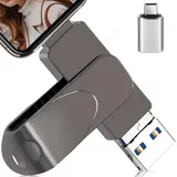 3-in-1 USB Stick 256gb mit USB-C Adapter Speicherstick für Phone/Android/Tablet/PC/Laptop, Externer Photostick– Effizientes Backup von Daten/Fotos/Video, Kompatibel mit iOS und Android (Schwarz)