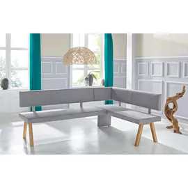 Home Affaire Eckbank HOME AFFAIRE "Rio", grau, B:190cm H:89cm T:140cm, Polyester, Sitzbänke, Eckbank, Massivholz in Eiche geölt, Esszimmerbank bequem gepolstert