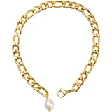 FIRETTI Fußkette mit Anhänger FIRETTI "Schmuck Geschenk Körperschmuck", gold (gelbgoldfarben, weip), Fußketten, Damen, Edelstahl Perlen, Edelstahl, Perlen, mit Süßwasserzuchtperle